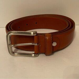 OFFICIN ARTIGIANA MENS BELT BROWN LEATHER SILVER TONE BUCKLE ITALY SIZE 40